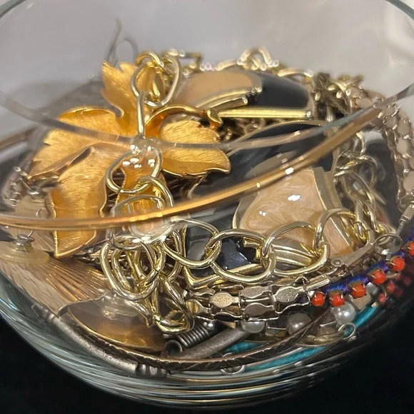 Gold Tone "Mystery" Jewelry Jar all in a gold tone accented serving bowl - Picture 2 of 4